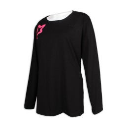 T977 custom-made women's long-sleeved T-shirt hem split design contrast color webbing T-shirt supplier T977 custom-made women's long-sleeved T-shirt hem split design contrast color webbing T-shirt supplier